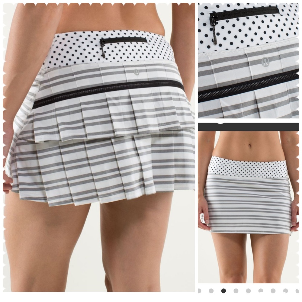Lululemon Run Pace Setter Skirt (Regular) size 8
Stripe Dot Printed Black EUC